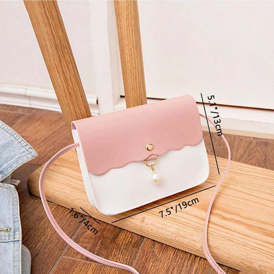 Shein 1 Sac À Bandoulière Carré Décontracté Avec Pendentif En Perle Et Sac À Monnaie Pour Fille Enfant