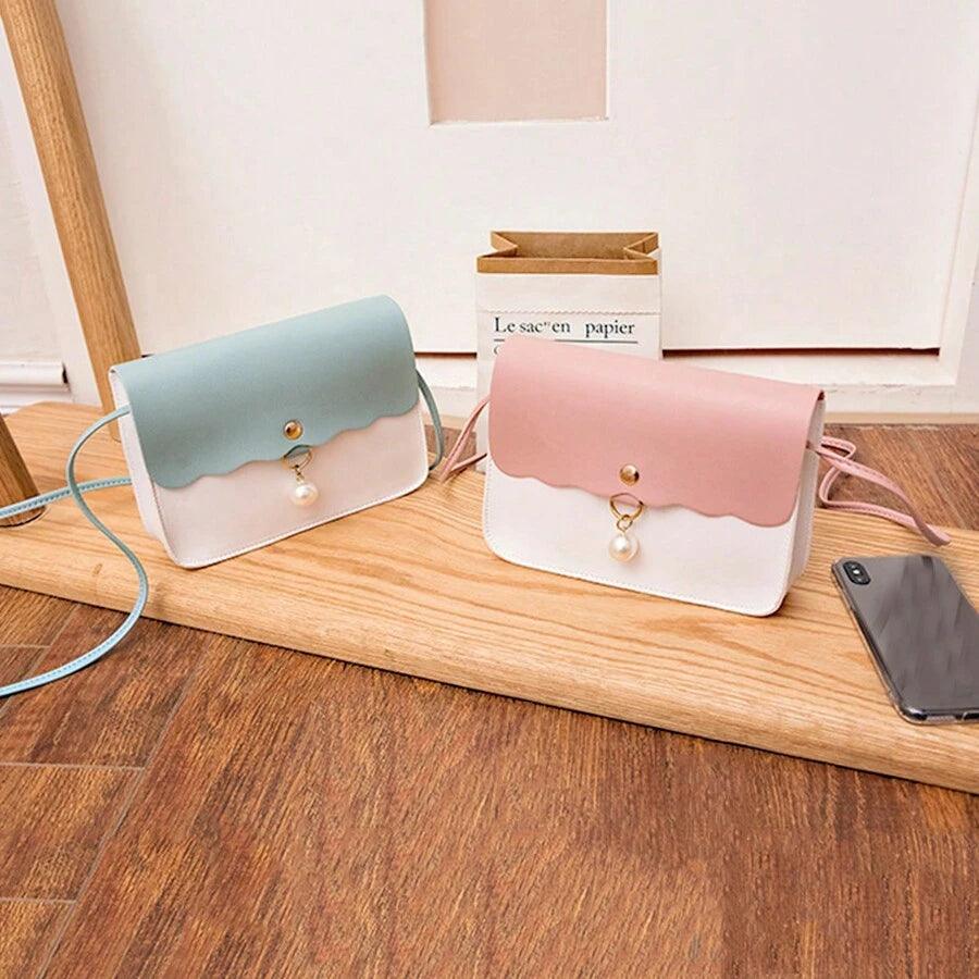 Shein 1 Sac À Bandoulière Carré Décontracté Avec Pendentif En Perle Et Sac À Monnaie Pour Fille Enfant