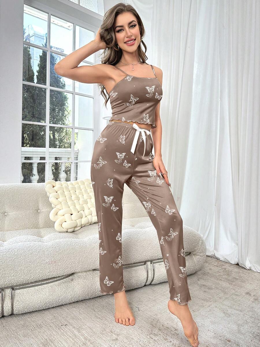 Shein Ensemble Pyjama Haut Cami Imprimé Papillon Et Pantalon