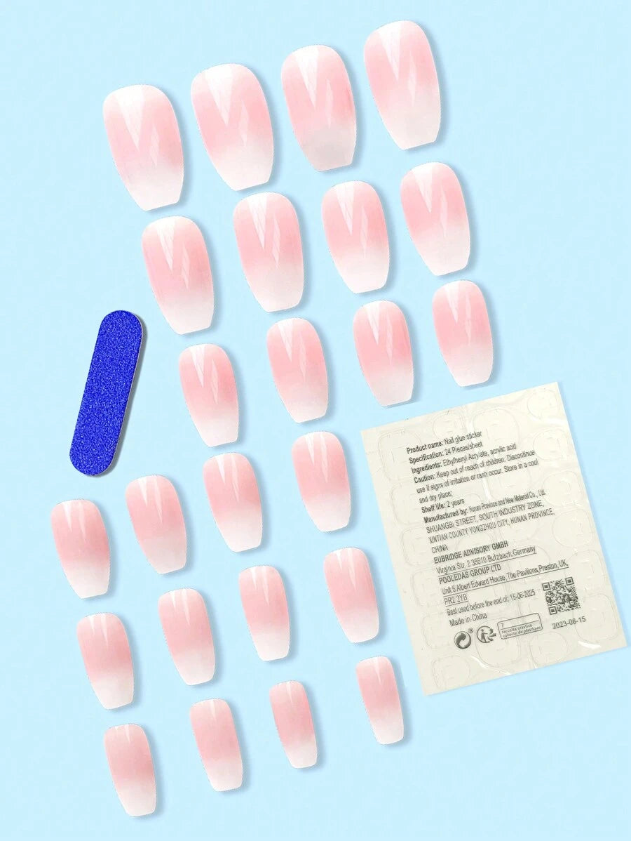 24 pièces French longs, faux ongles pour femmes