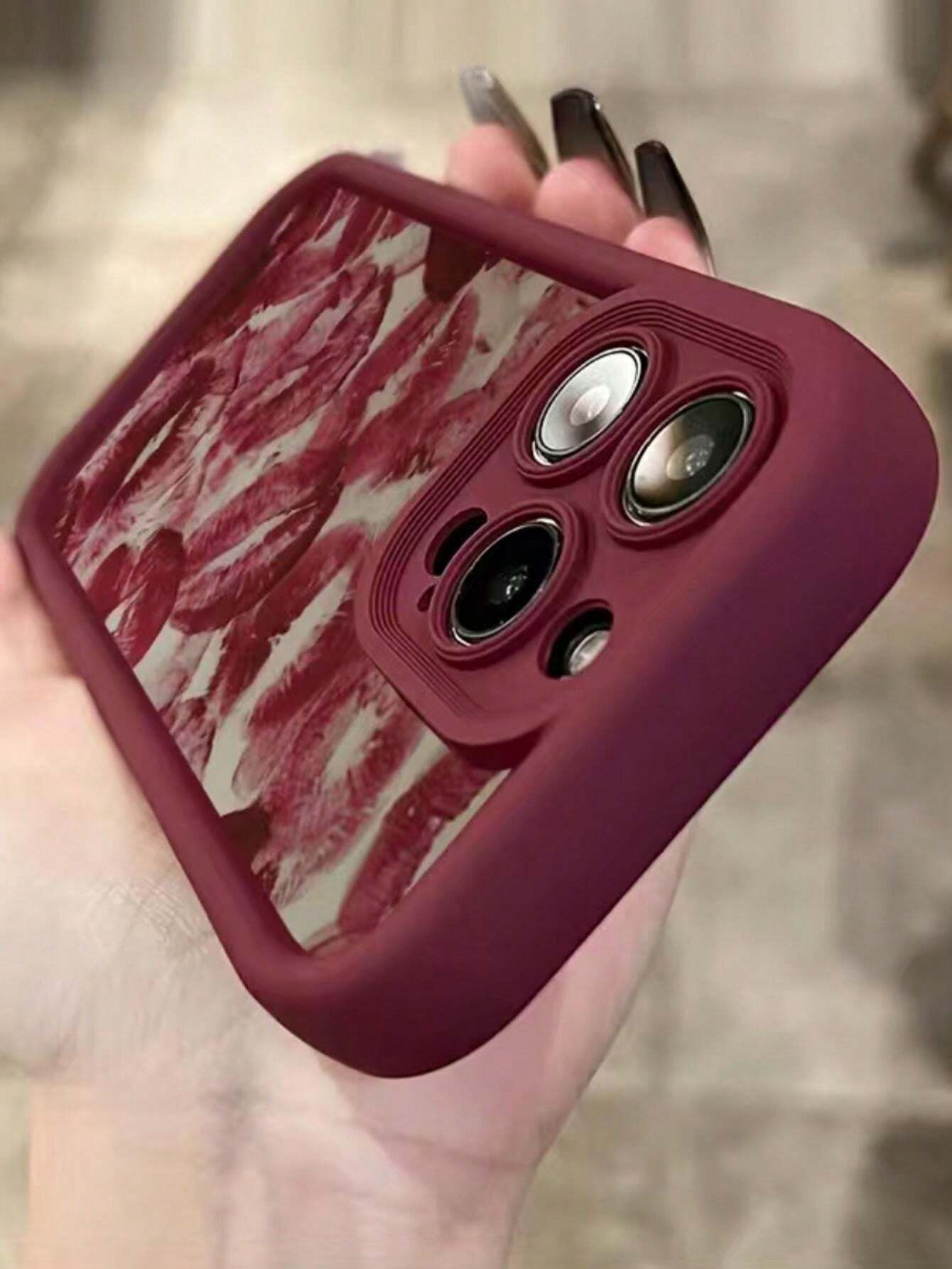 Shein Étui de téléphone élégant à lèvres rouges avec une protection complète