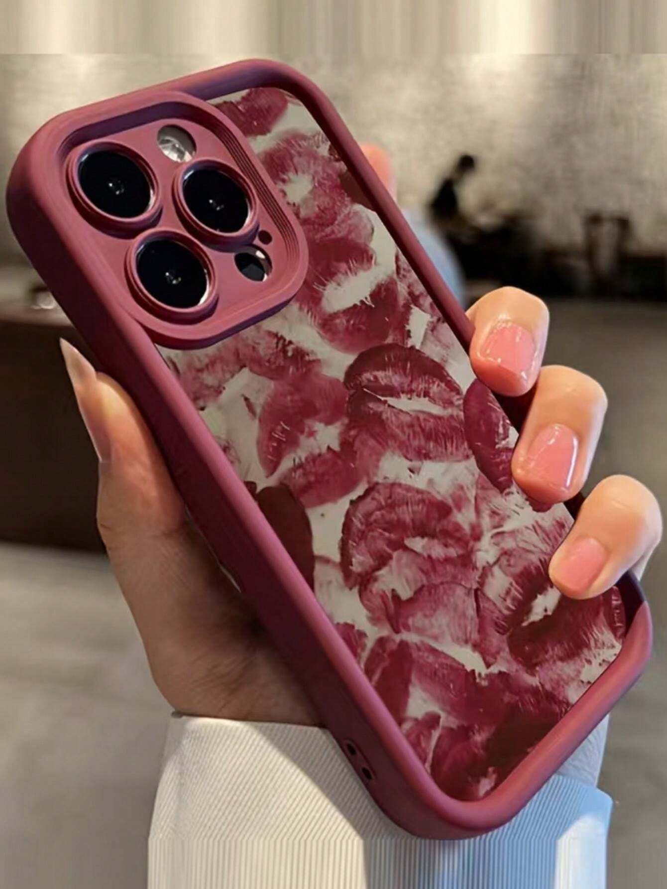 Shein Étui de téléphone élégant à lèvres rouges avec une protection complète iPhone 11
