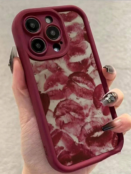 Shein Étui de téléphone élégant à lèvres rouges avec une protection complète iPhone 11