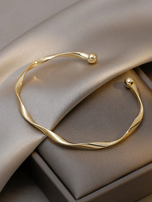 1 pièce Bracelet texturé de couleur or minimaliste chic, design élégant, frais et simple pour femmes Tunisie