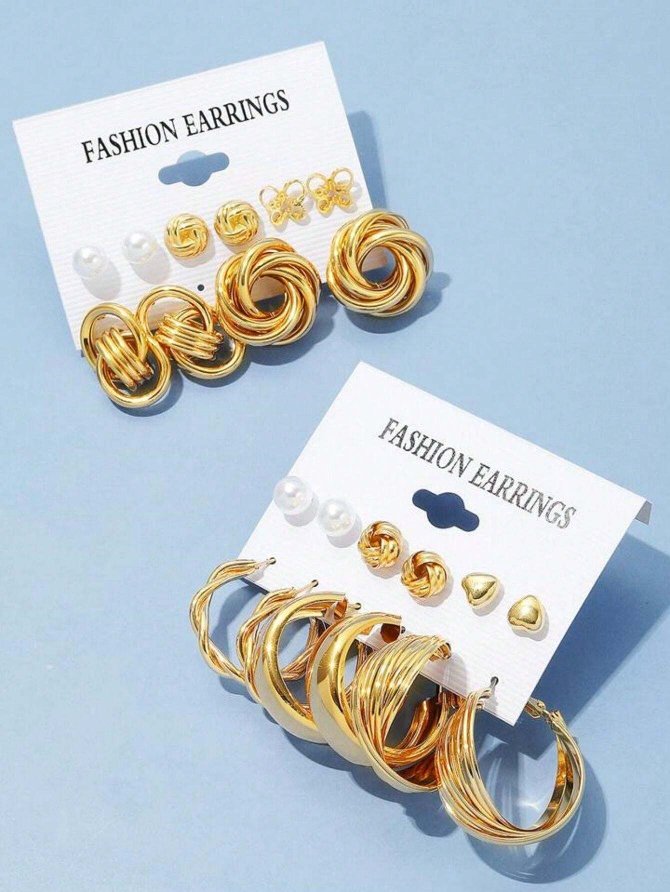 Shein Boucles d'oreilles tendance exagérées avec perles métalliques pour femmes