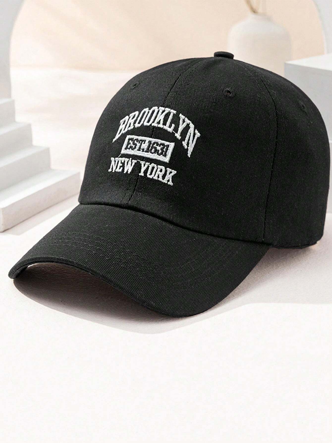 1 pièce Casquette de baseball unisexe tendance rouge avec broderie de lettre Brooklyn, respirante et de protection solaire, style casual