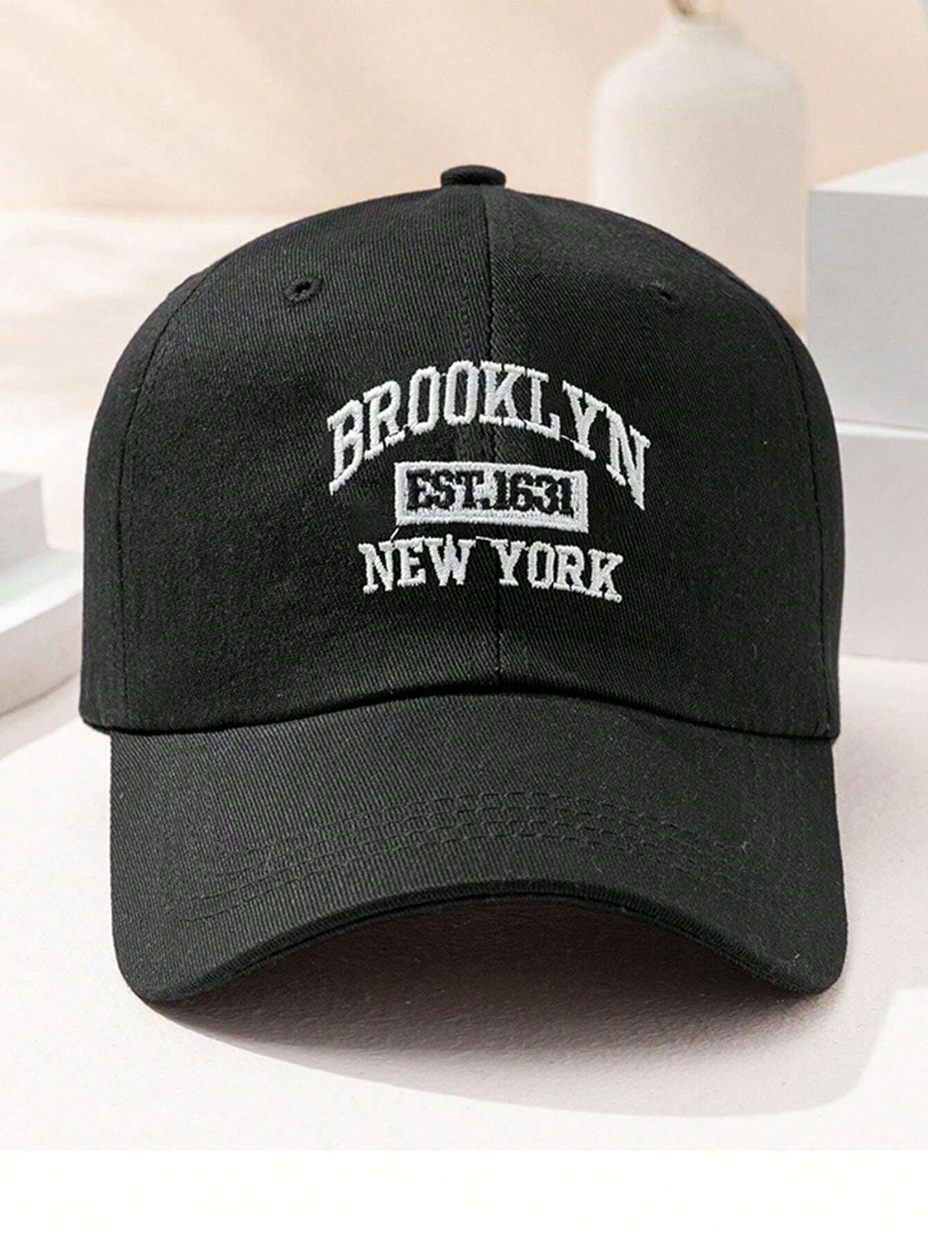 1 pièce Casquette de baseball unisexe tendance rouge avec broderie de lettre Brooklyn, respirante et de protection solaire, style casual