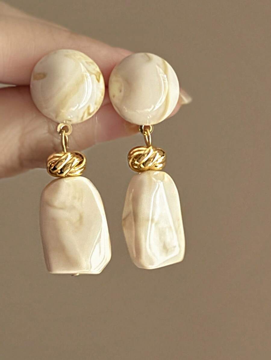 MESTILO 1 paire Boucles d'oreilles en forme irrégulière en imitation marbre jade vintage