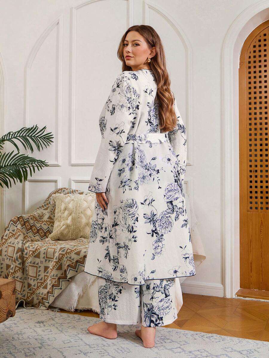 Serenescape Ensemble robe et pantalon camisole style vacances à imprimé froissé, automne/hiver