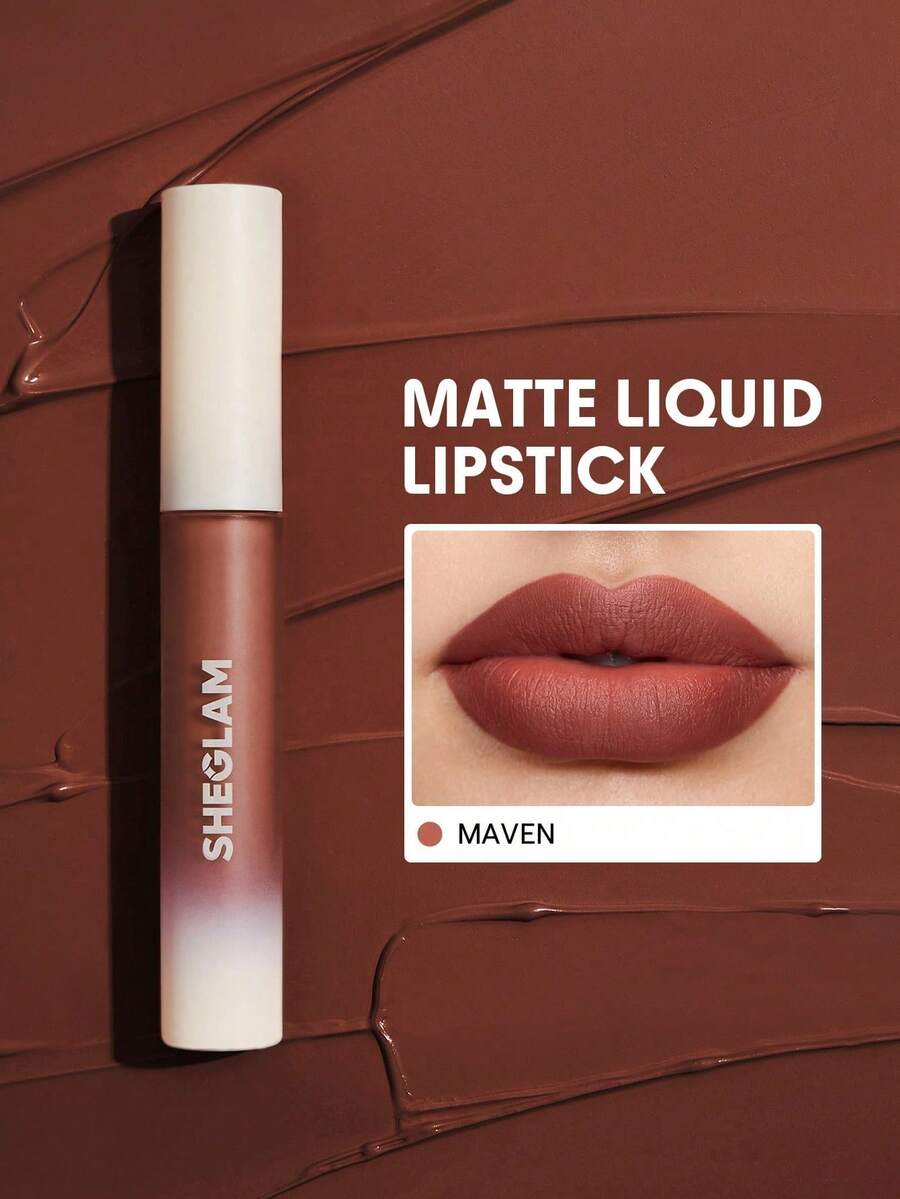SHEGLAM Matte Allure – Rouge à Lèvres Liquide Longue Tenue Teinte : Maven (Brun chocolat)