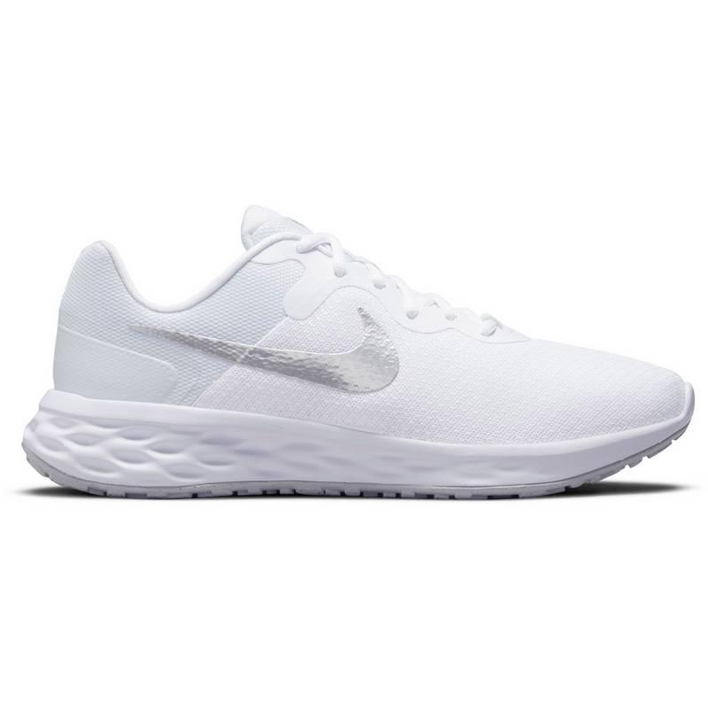 NIKE REVOLUTION 6 NN - CHAUSSURES DE RUNNING FEMME - BLANC-ARGENT MÉTALLISÉ-PLATINE PUR - GlamShopTN