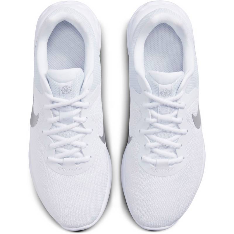 NIKE REVOLUTION 6 NN - CHAUSSURES DE RUNNING FEMME - BLANC-ARGENT MÉTALLISÉ-PLATINE PUR - GlamShopTN