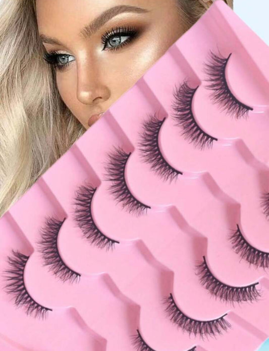 Shein 7 paires de faux cils en soie naturelle 3D, cils extensibles, confortables à porter et sensation de maquillage naturel