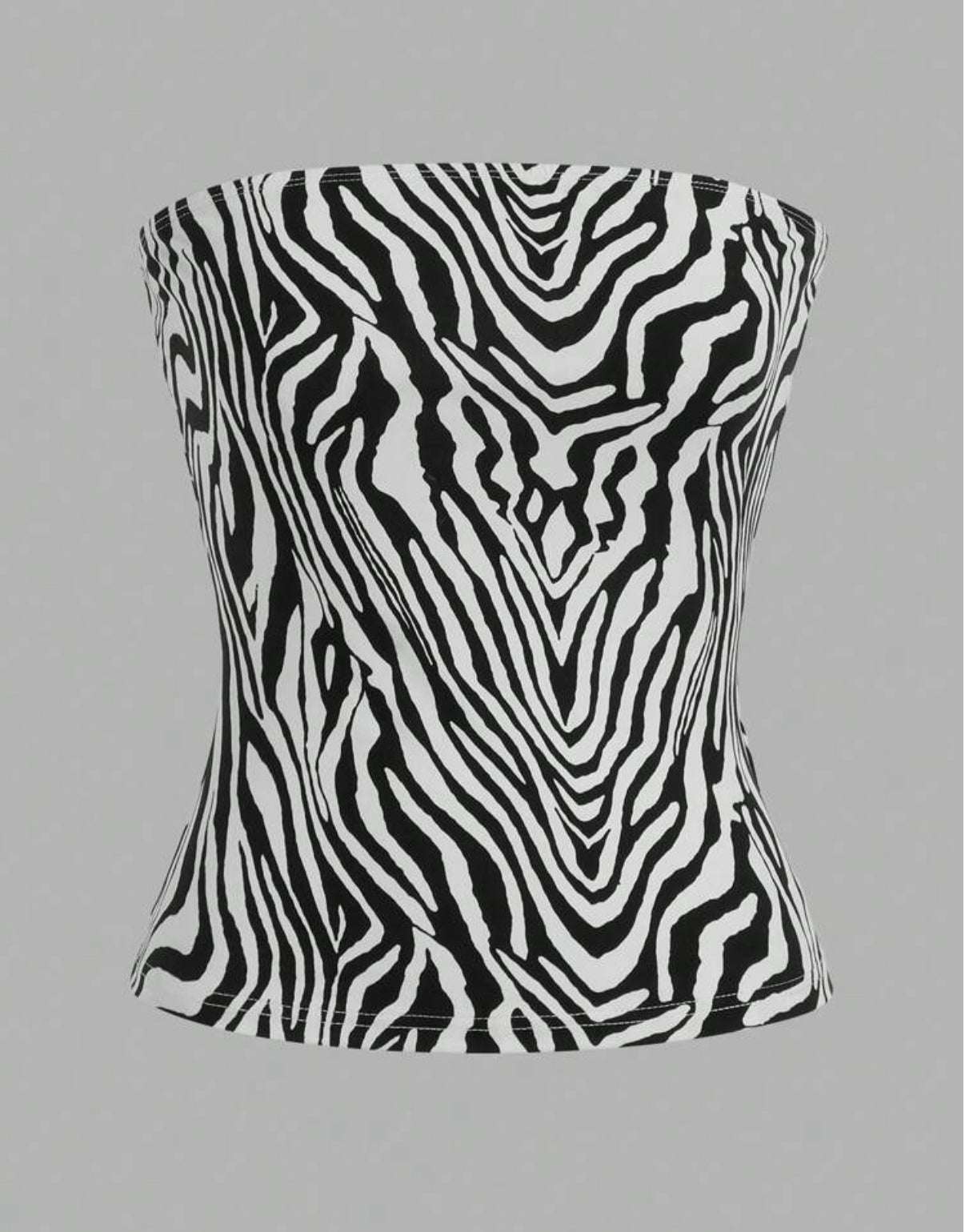 EZwear 4pcs/SetAutumn Winter Essentials BlackWhite Striped & Leopard Print CropTops