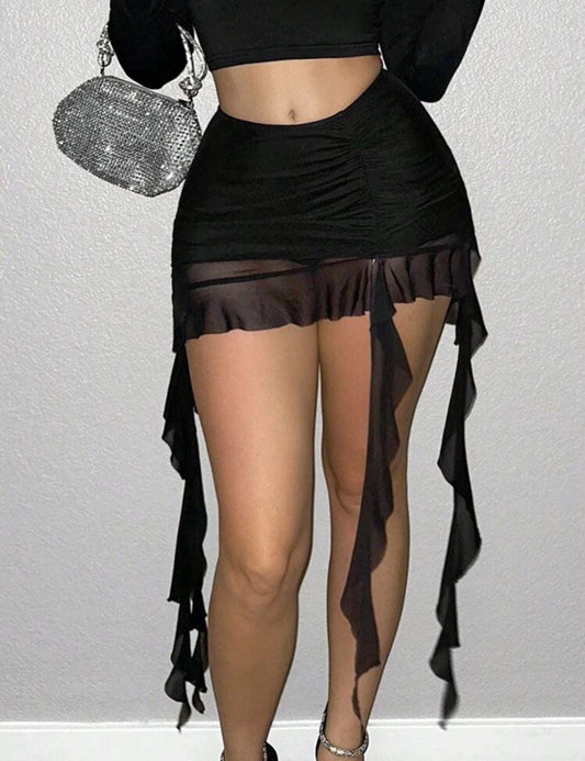 Sweetina Women's LowWaist Lace Jellyfish DecorationY2k White Holiday Party New YearsMini Skirt