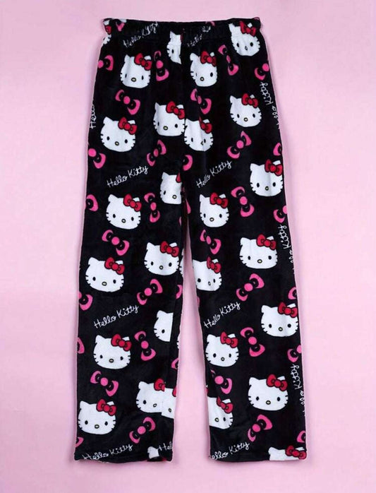 Shein Sanrio Authorized Sanrio
Flannel Pajamas Kawaii Sanrio Hello Kitty Women's Casual Home Pants, White Cartoon Animation