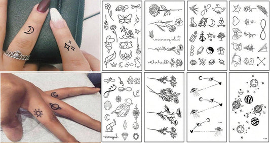 Shein 8 Créatif Noir Petit Design Tatouage Temporaire Autocollants Pour Hommes Et Femmes , Réaliste Branche D'arbre Ciel Étoilé Tatouage , Waterproof , Adapté Pour Bras , Visage , Doigt Et Cou Noir Vendredi - GlamShopTN