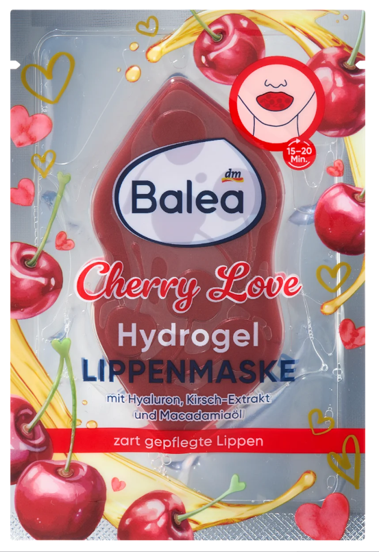 Balea Masque Lèvres Hydrogel Cherry Love – Hydratation Intense à l’Hyaluron (1 Pièce) - GlamShopTN