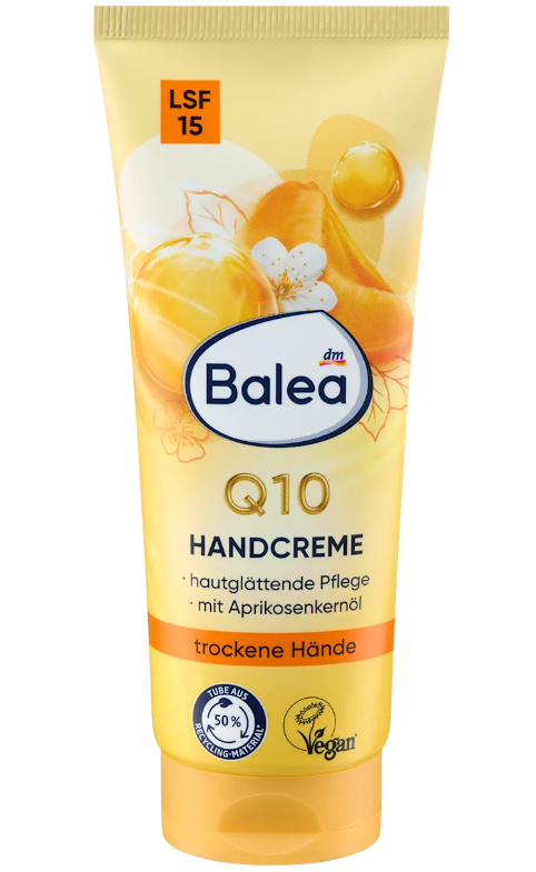 Balea Crème pour les Mains Q10 à l’Huile d’Abricot & SPF 15 – Soin Lissant 100 ml - GlamShopTN