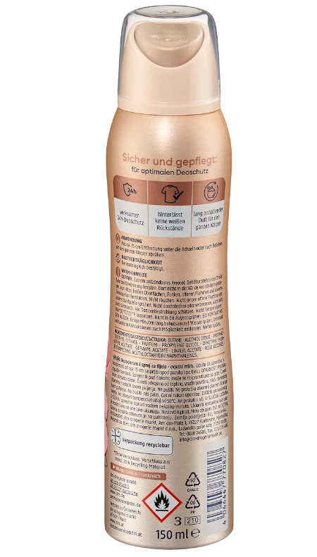 Balea Déodorant Parfum Pure Elegance – Rose Sauvage & Jasmin Poudré, Protection 24h 150 ml - GlamShopTN