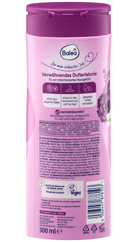 Balea Gel Douche Floral Elegance – Fleur Élégante & Huile de Coco, pH Neutre 300 ml - GlamShopTN