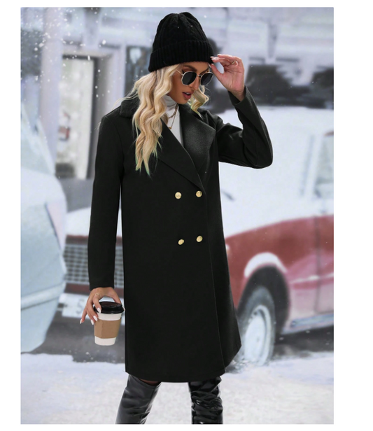 Manteau élégant à revers et double boutonnage