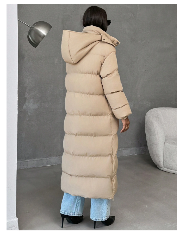 Manteau long matelassé femme oversize avec capuche - GlamShopTN