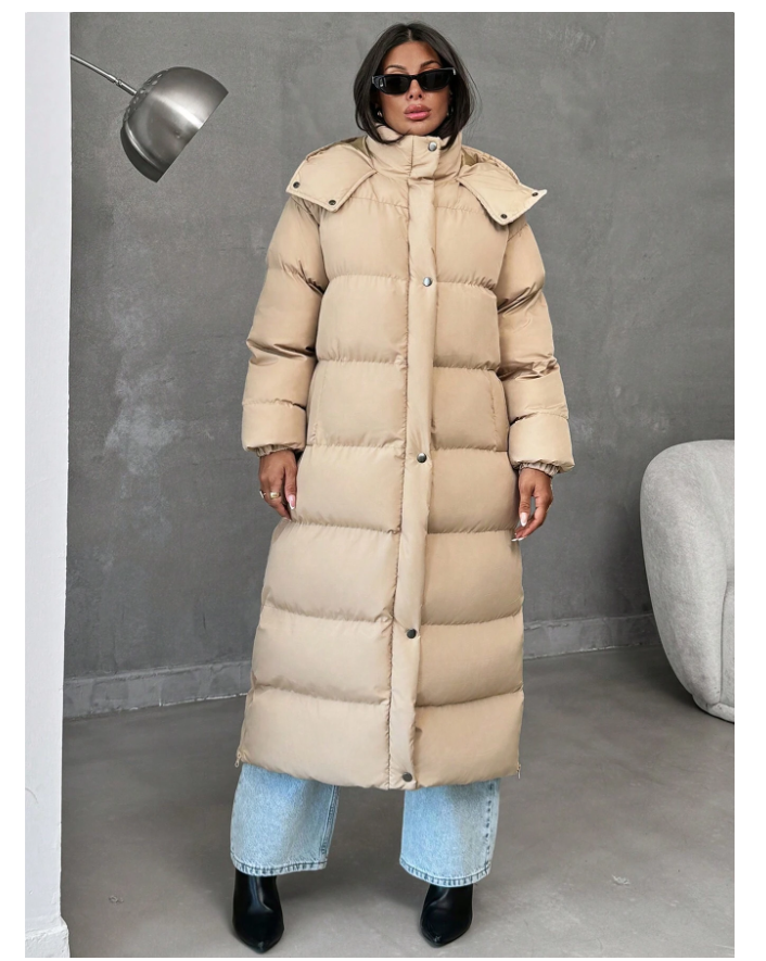 Manteau long matelassé femme oversize avec capuche - GlamShopTN
