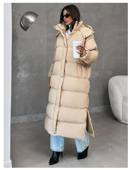 Manteau long matelassé femme oversize avec capuche - GlamShopTN