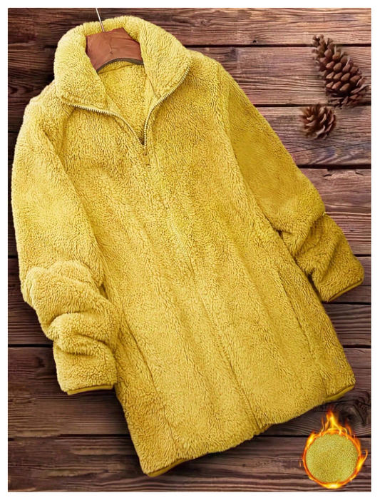 Veste polaire femme unie à fermeture éclair – Style casual - GlamShopTN