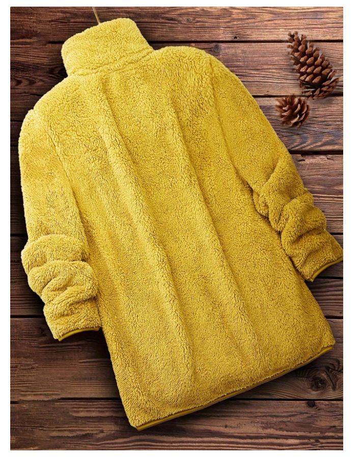 Veste polaire femme unie à fermeture éclair – Style casual - GlamShopTN