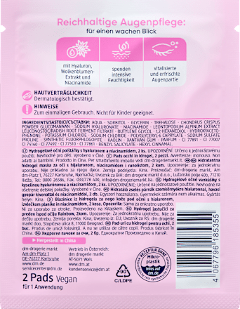 Balea Patchs Yeux Hydrogel Rainbow – Hyaluron & Niacinamide pour un Regard Éclatant (1 Paire)